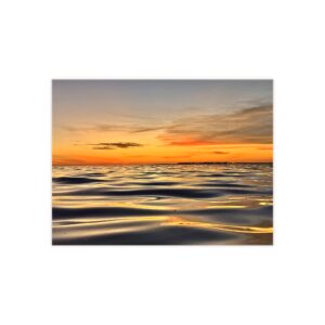 Golden Ocean Sunset Ceramic Photo Tile | Seascape Sunset Wall Art
