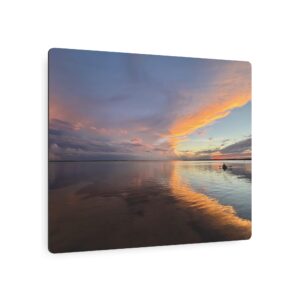 Metal Art Sign - "Solitude Beneath the Painted Sky" Kayak Sunset Wall Art