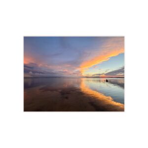 Ceramic Photo Tile - 'Solitude Beneath the Painted Sky' Kayaker Sunset Wall Art