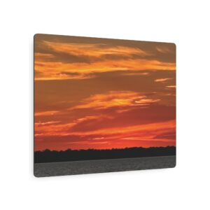 Embers at the Horizon Metal Art Sign - Fiery Sunset Landscape Wall Décor