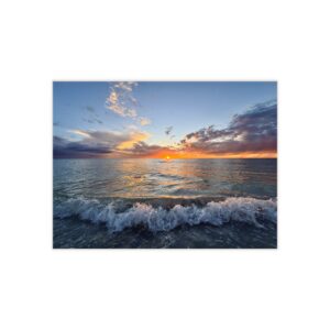 Edge of Daybreak Ceramic Photo Tile - Sunrise Ocean Wave Wall Art