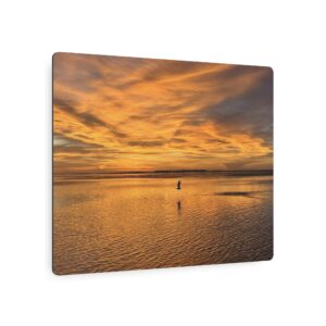 Golden Sunset Beach Metal Art Sign - Flying Bird Wall Decor