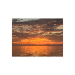 Ceramic Photo Tile - 'Embers Across the Horizon' Sunset Ocean Wall Art